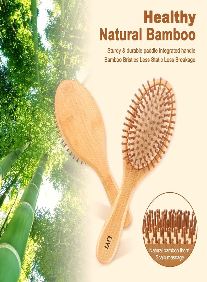 LIYI Bamboo Hair Brush for Hair Growth – Natural Bamboo Bristles Wooden Paddle Brush, Scalp Massage & Detangling for Women, Men & Kids, All Hair Types, Ergonomic Handle - Image 2